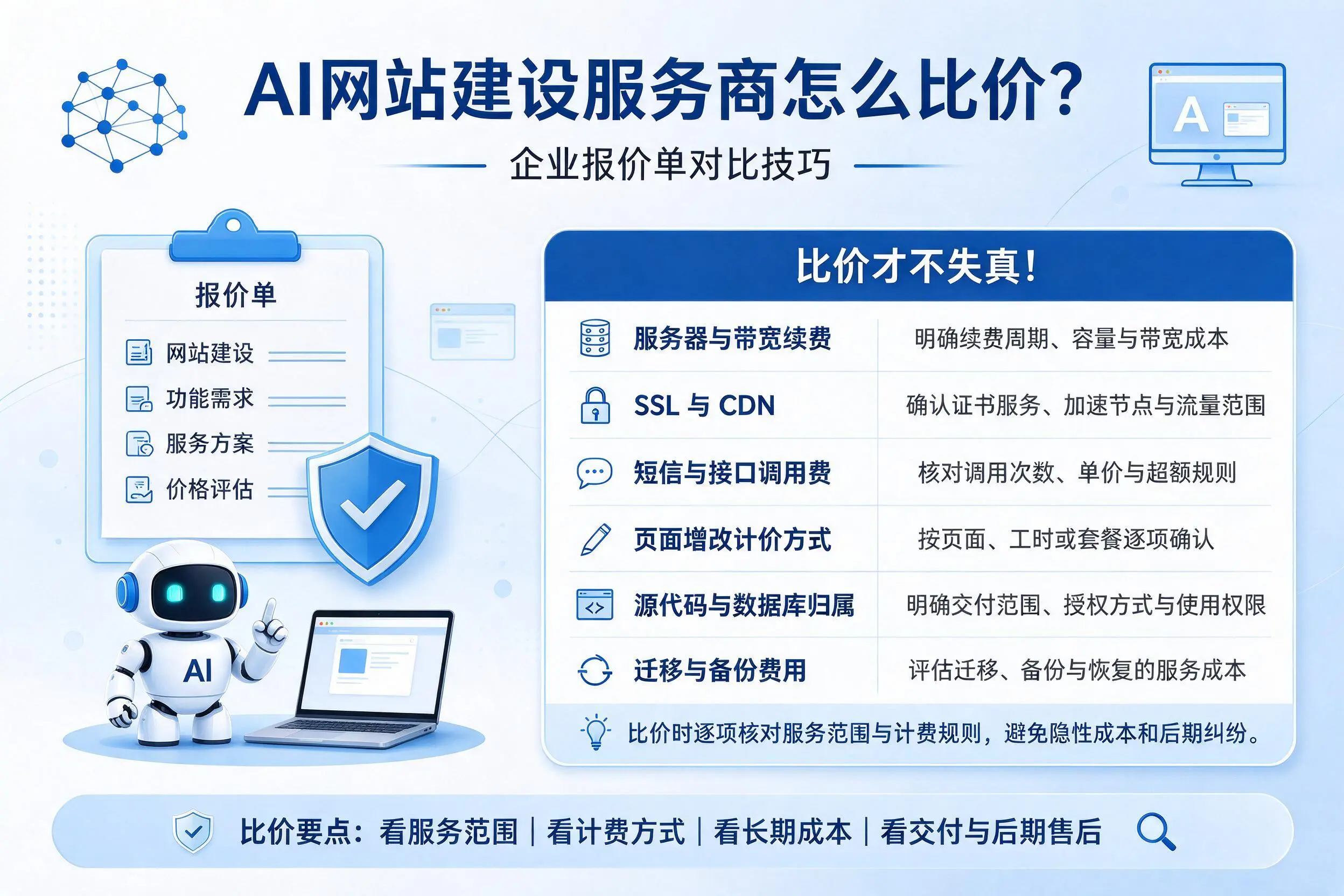 AI网站建设服务商怎么比价?延边企业报价单对比技巧